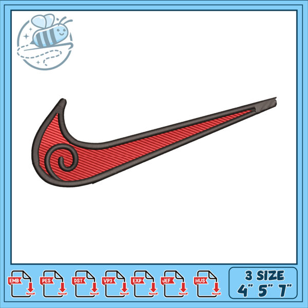 Embroidery Design Nike Swoosh Red 3 Sizes Available