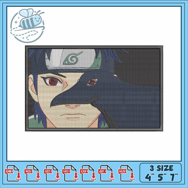 Embroidery Design Ninja Character with Crow Motif