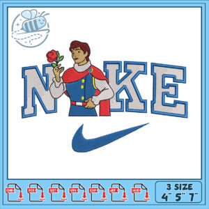 Embroidery Design Prince with Rose Nike Logo