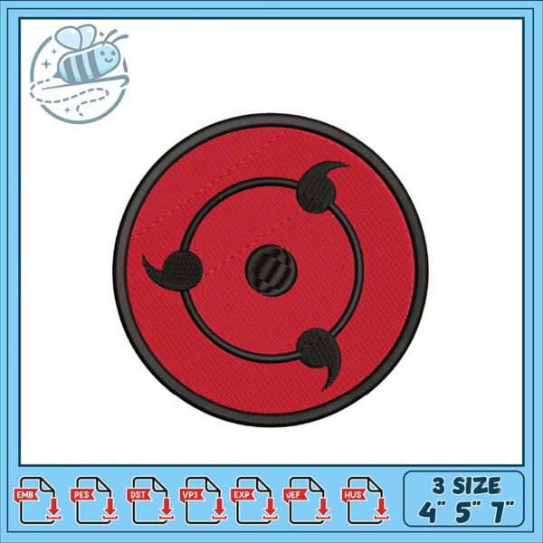 Embroidery Design Red Ninja Emblem for Crafts