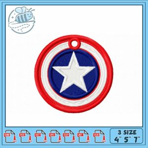 Embroidery Design Red White Blue Star Patch 3 Sizes