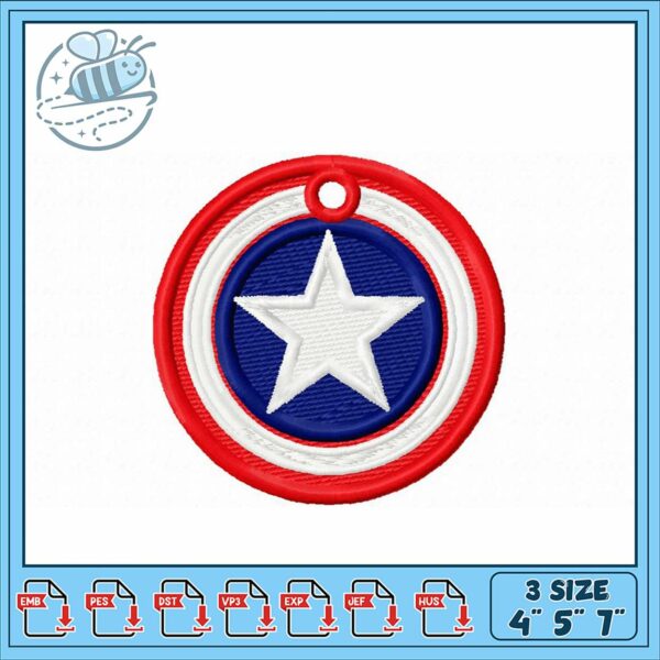 Embroidery Design Red White Blue Star Patch 3 Sizes