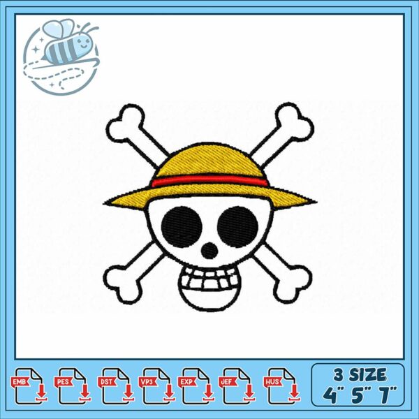 Embroidery Design Skull and Crossbones with Hat