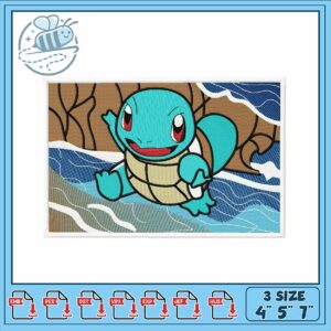 Embroidery Design Squirtle in Water Fun Style