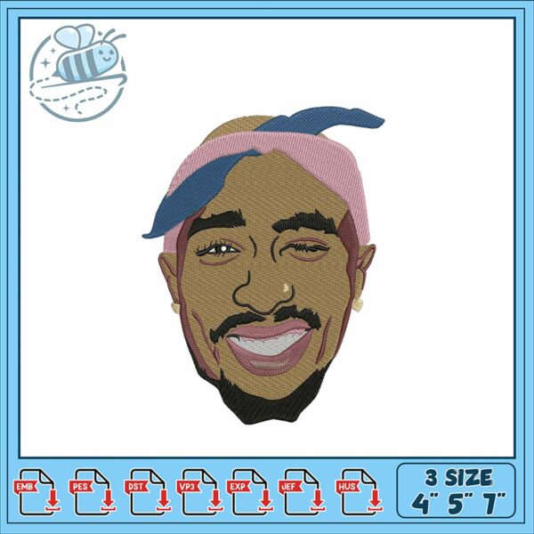 Embroidery Design Tupac Portrait for All Machines