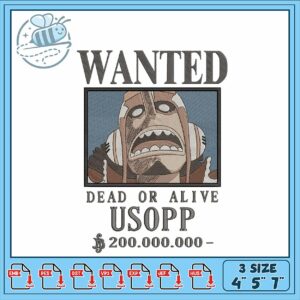 Embroidery Design Usopp Wanted Poster Art Digital