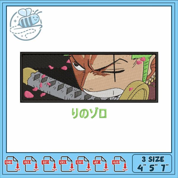 Embroidery Design for Anime Character Zoro Art