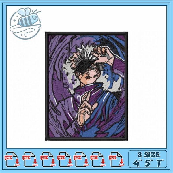 Embroidery Design for Anime Character in Three Sizes