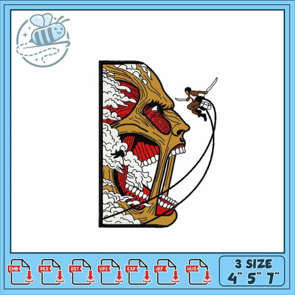 Embroidery Design for Fierce Titan Battle Art