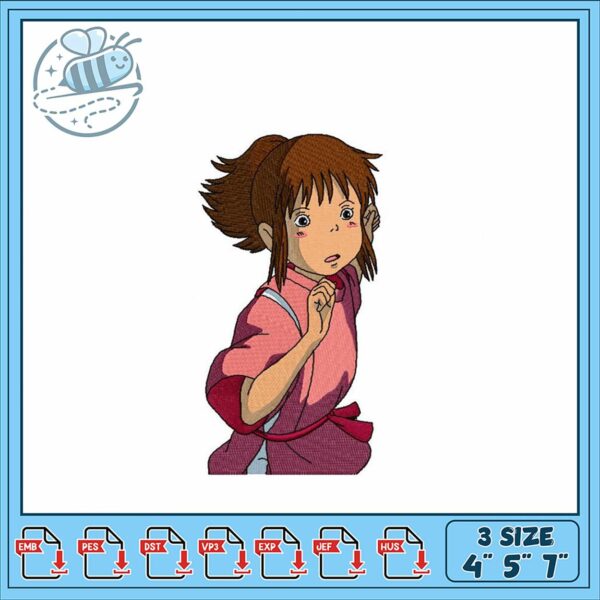 Embroidery Design of Animated Girl Running 3 Sizes