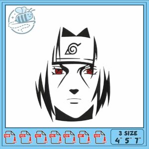 Embroidery Design of Anime Character Face in Three Sizes