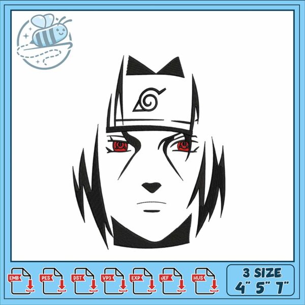 Embroidery Design of Anime Character Face in Three Sizes