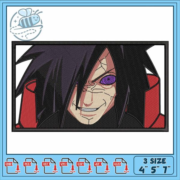 Embroidery Design of Anime Character with Purple Eyes