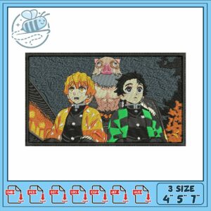 Embroidery Design of Anime Characters in Action Scene