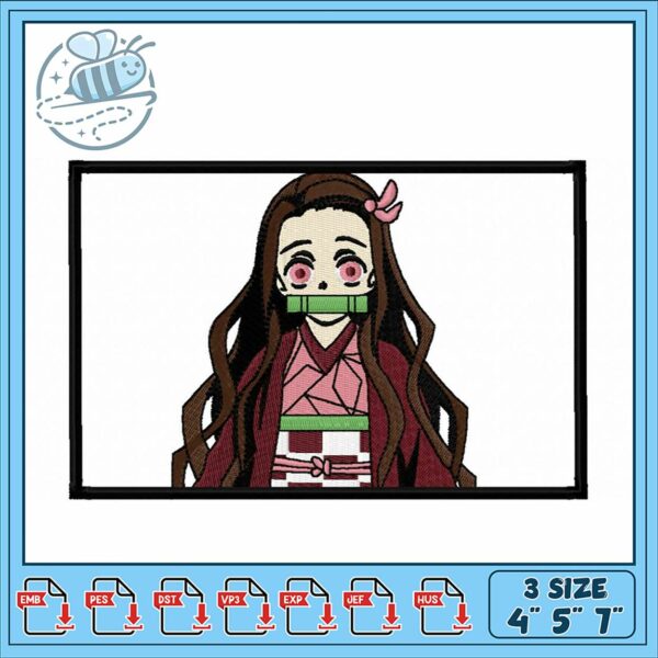 Embroidery Design of Anime Girl with Kimono Style