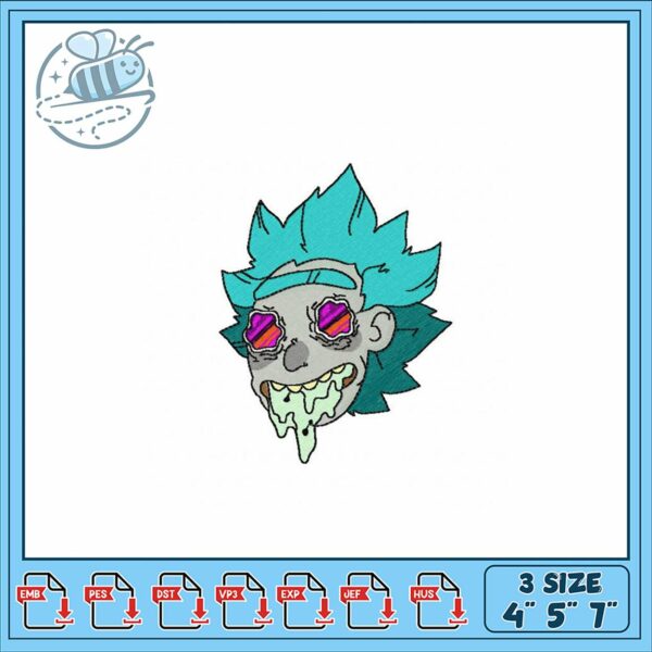 Embroidery Design of Cartoon Character Face 3 Sizes