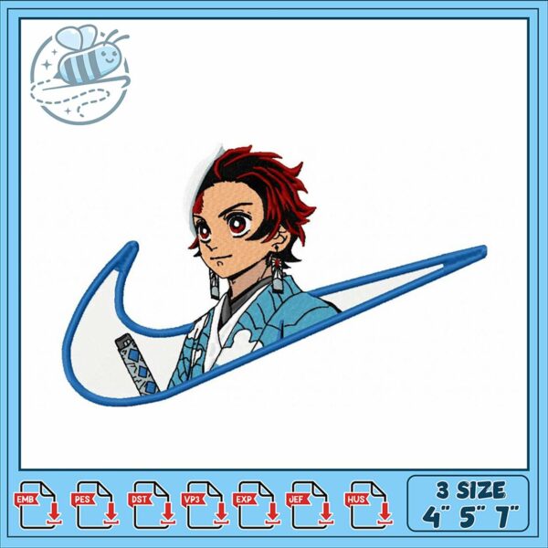 Embroidery Design of Character in Blue Kimono Outfit