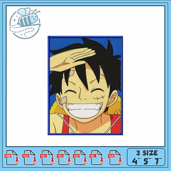 Embroidery Design of Cheerful Character Smiling