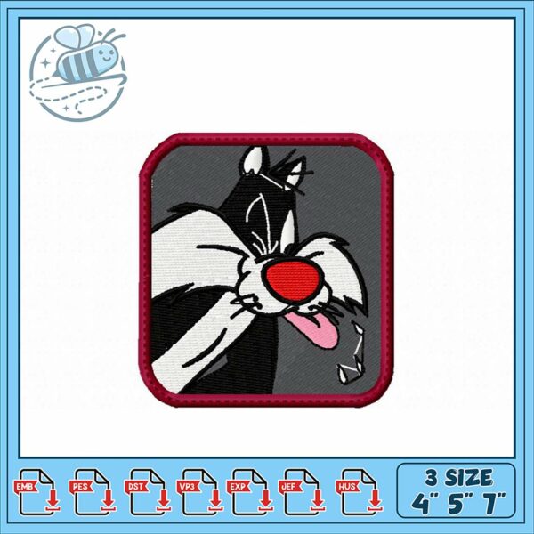 Embroidery Design of Classic Cartoon Cat Silhouette