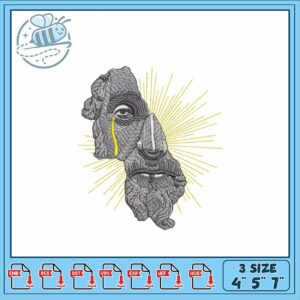 Embroidery Design of Classic Face with Tear Detail
