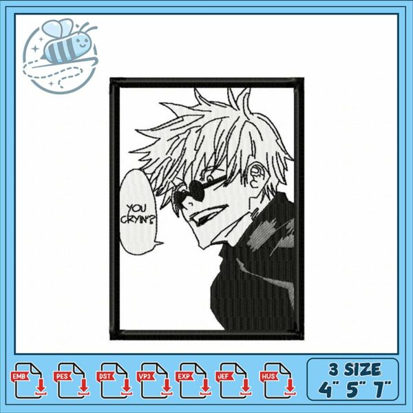 Embroidery Design of Cool Anime Character Quote