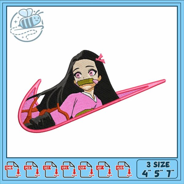 Embroidery Design of Cute Girl Hairpin 3 Sizes Available