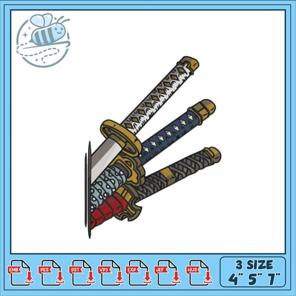 Embroidery Design of Decorative Samurai Swords
