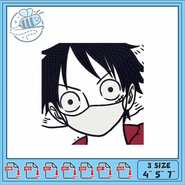Embroidery Design of Excited Cartoon Character Face