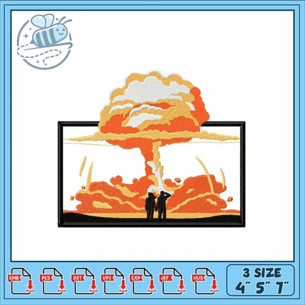 Embroidery Design of Explosion Scene in Three Sizes