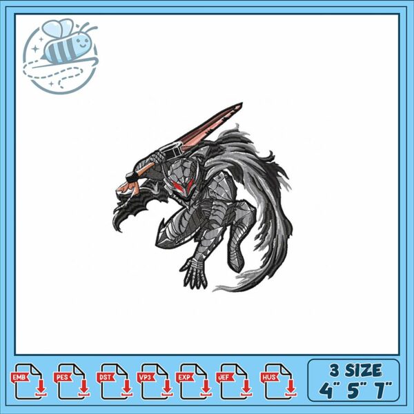 Embroidery Design of Fantasy Warrior Character 4×5 7