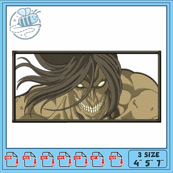 Embroidery Design of Fierce Character in Three Sizes