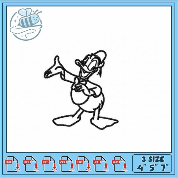 Embroidery Design of Fun Cartoon Duck Character
