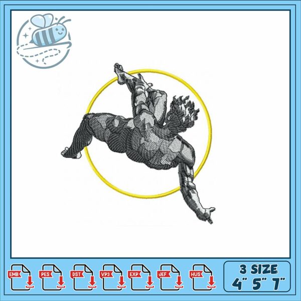 Embroidery Design of Gymnastic Pose with Circle