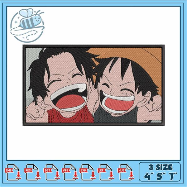 Embroidery Design of Happy Friends Laughing Together