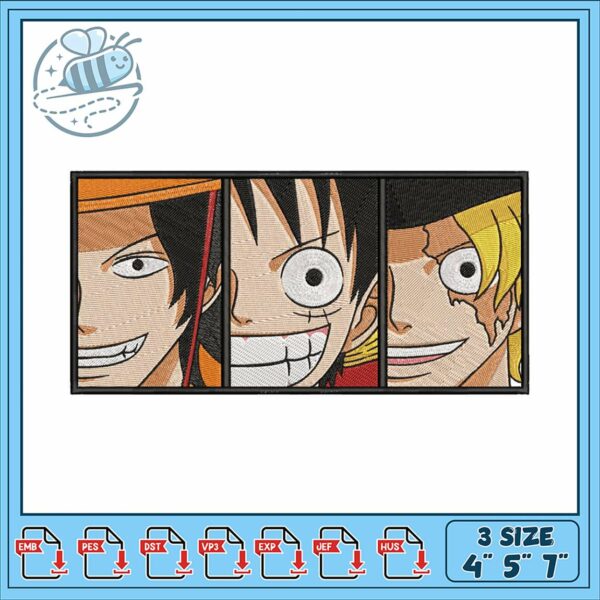 Embroidery Design of Iconic Pirate Characters Trio