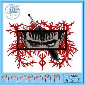 Embroidery Design of Intense Character with Weapon