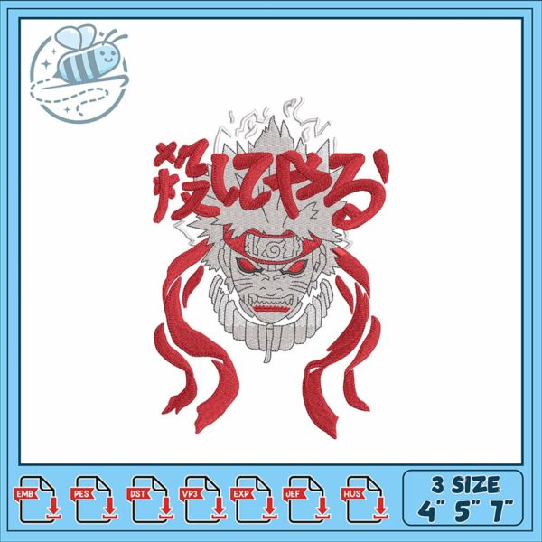 Embroidery Design of Japanese Demon Character Art