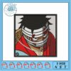 Embroidery Design of Intense Character with Weapon