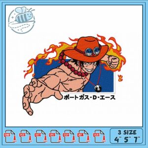 Embroidery Design of Marine Ace Character Illustration