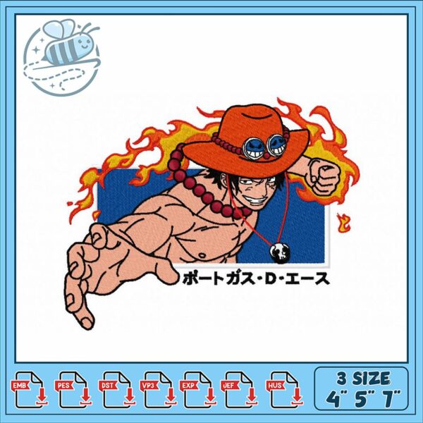 Embroidery Design of Marine Ace Character Illustration