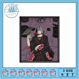 Embroidery Design of Mysterious Figure with Crow