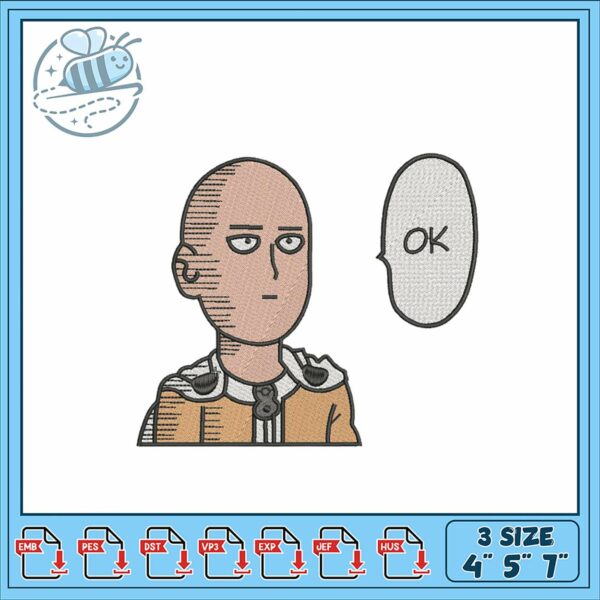 Embroidery Design of Popular Character Saying OK
