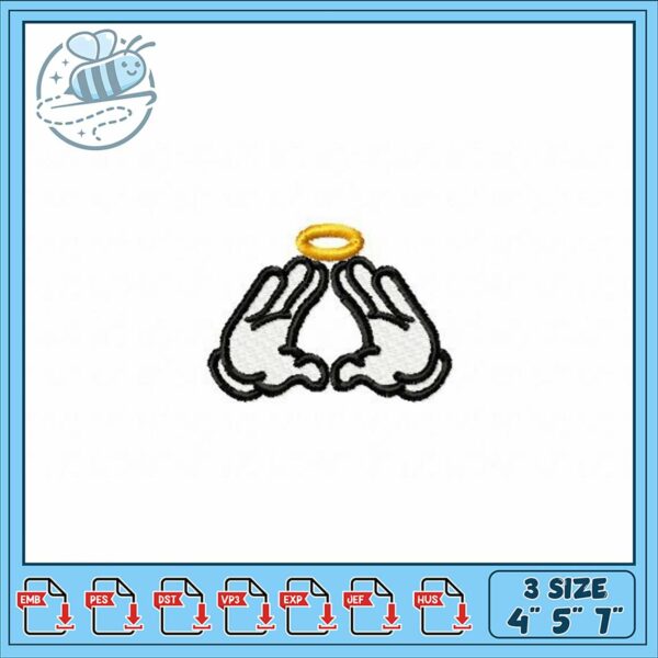Embroidery Design of Praying Hands with Halo