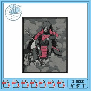 Embroidery Design of Samurai Character in Action