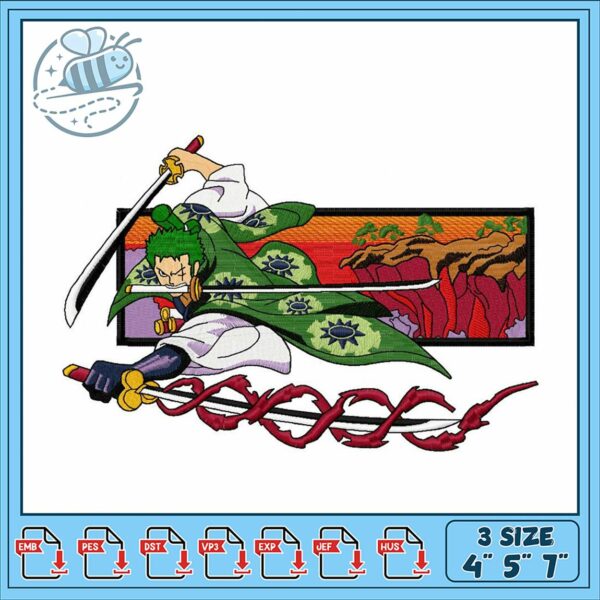 Embroidery Design of Samurai Warrior with Sword