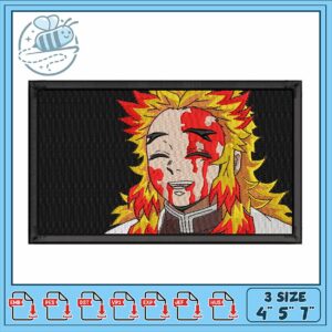 Embroidery Design of Smiling Character with Colorful Hair