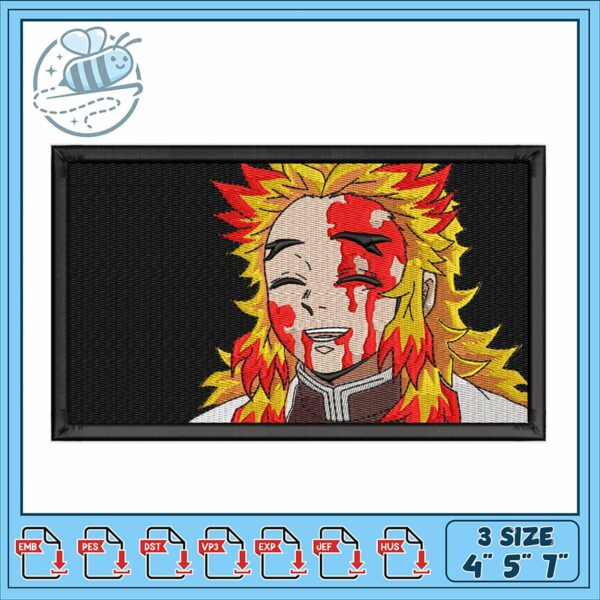 Embroidery Design of Smiling Character with Colorful Hair