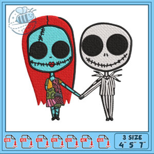 Embroidery Design of Spooky Couple for Crafting Fun