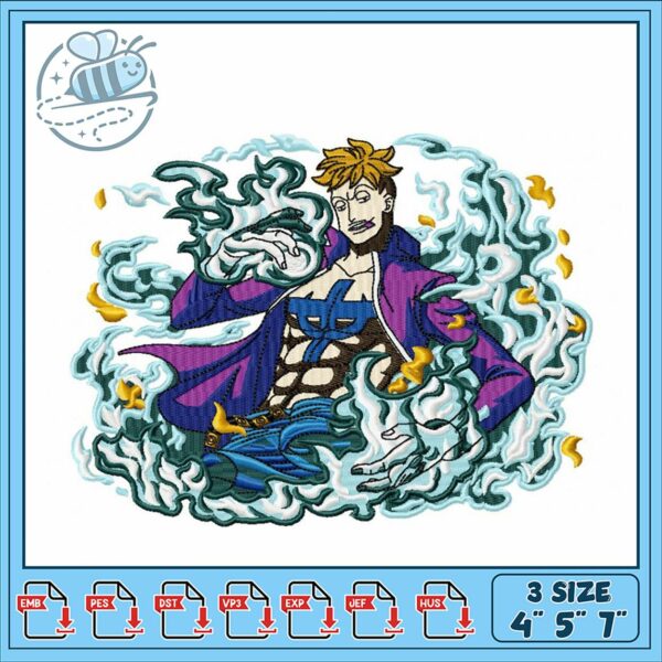 Embroidery Design of Stylish Character in Action