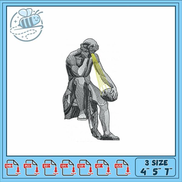 Embroidery Design of Thoughtful Sculpture Art